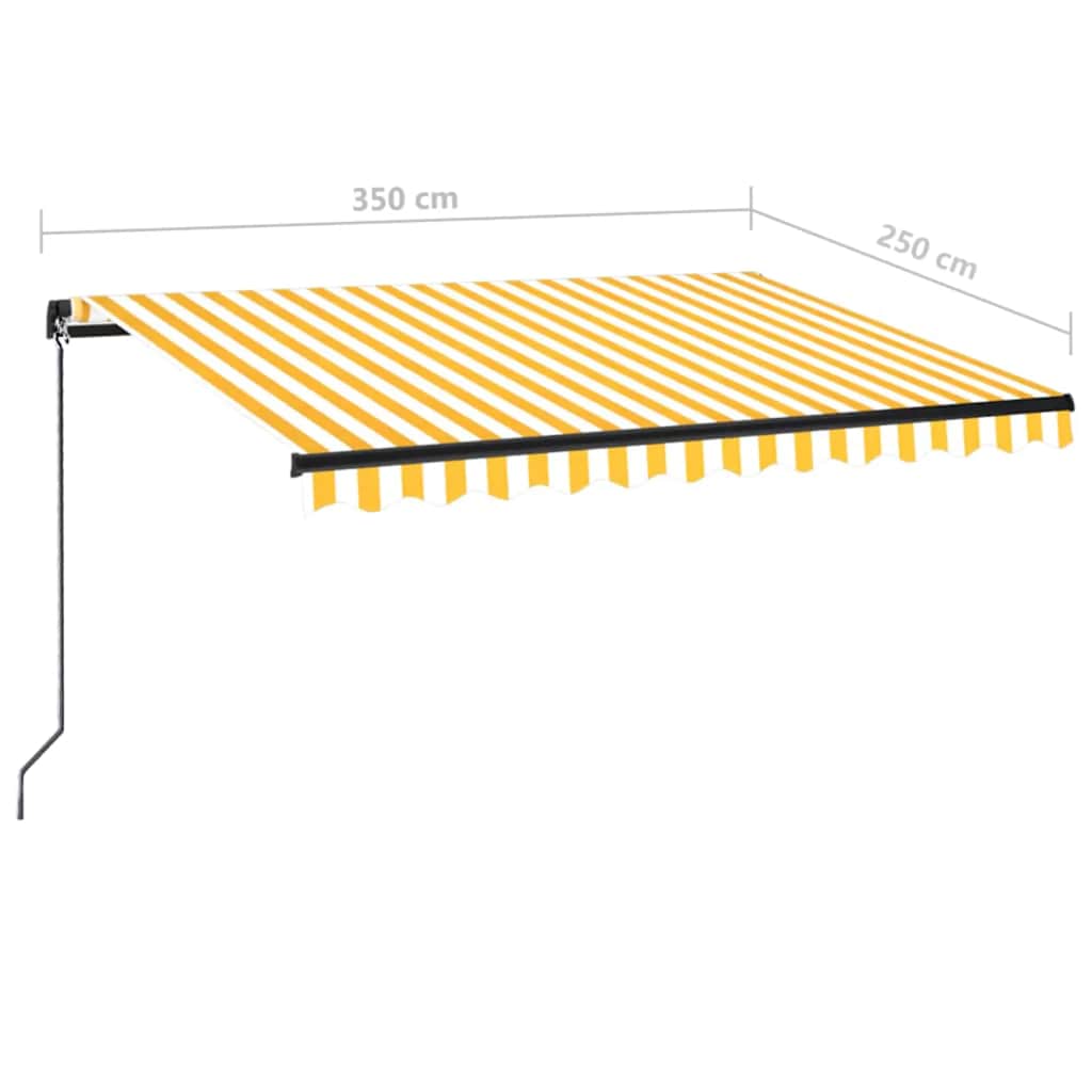 vidaXL Ręcznie zwijana markiza, 350 x 250 cm, żółto-biała