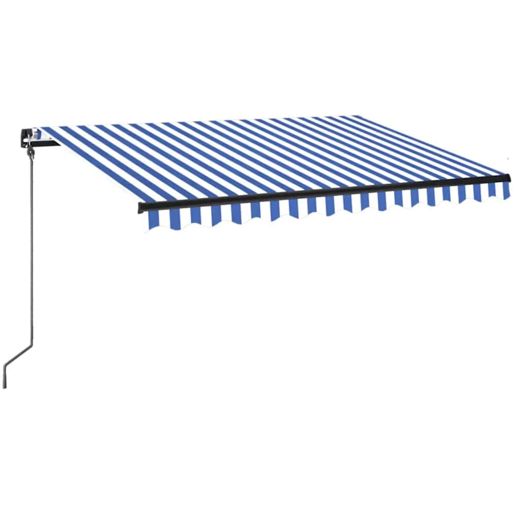 vidaXL Ręcznie zwijana markiza z LED, 350 x 250 cm, niebiesko-biała