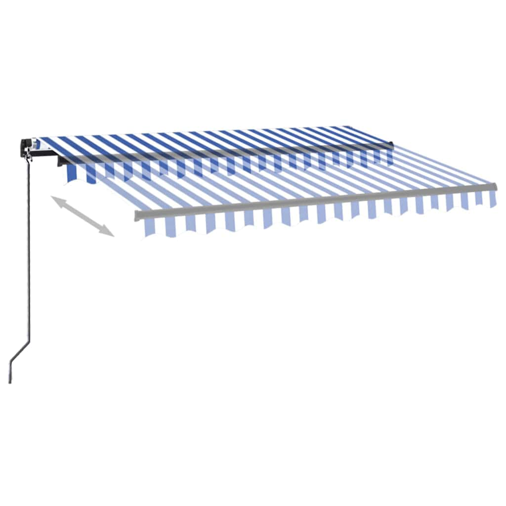 vidaXL Ręcznie zwijana markiza z LED, 350 x 250 cm, niebiesko-biała