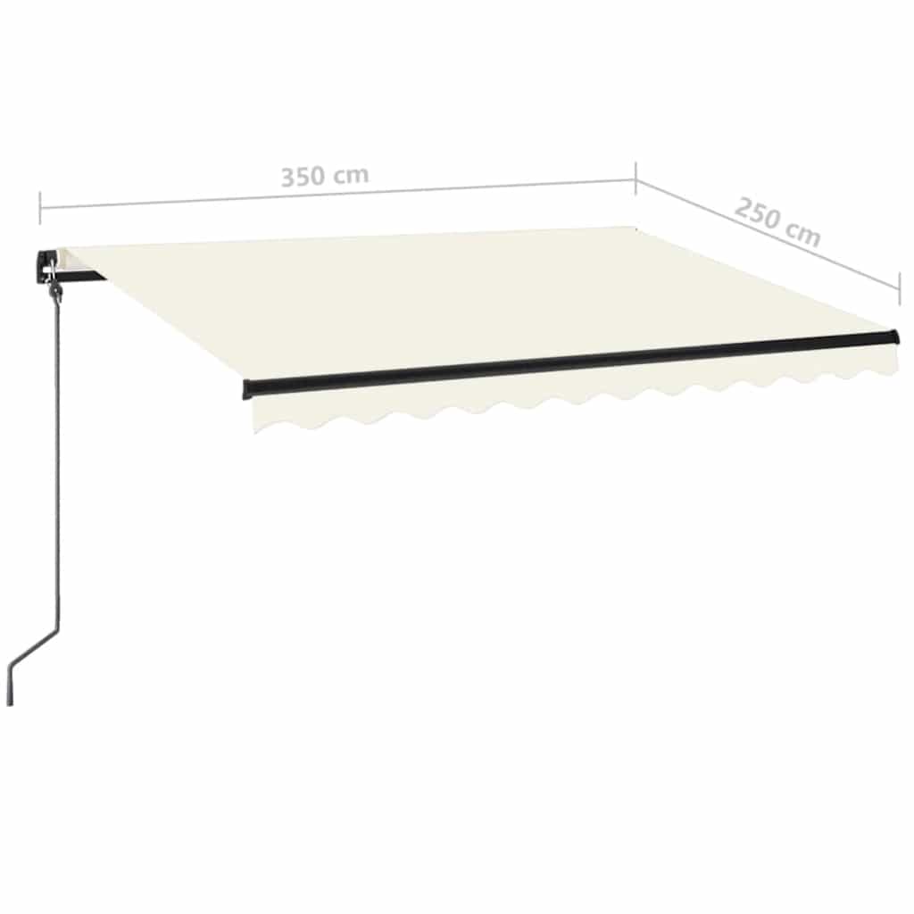 vidaXL Ręcznie zwijana markiza z LED, 350 x 250 cm, kremowa
