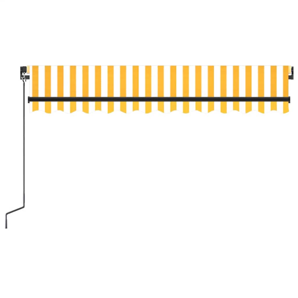 vidaXL Ręcznie zwijana markiza z LED, 350 x 250 cm, żółto-biała