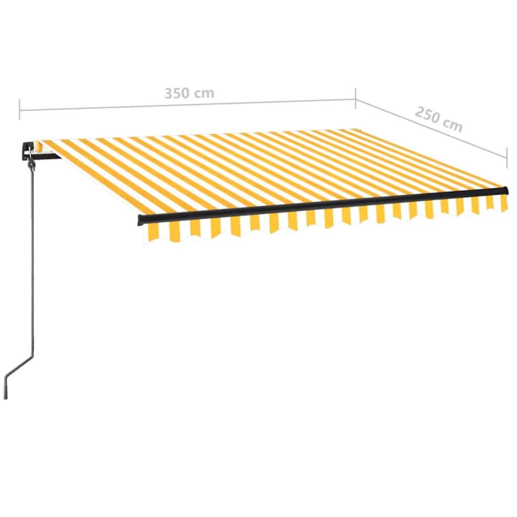 vidaXL Ręcznie zwijana markiza z LED, 350 x 250 cm, żółto-biała