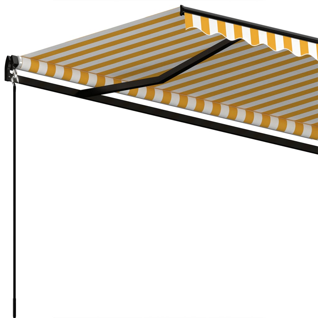 vidaXL Automatycznie zwijana markiza, 350 x 250 cm, żółto-biała