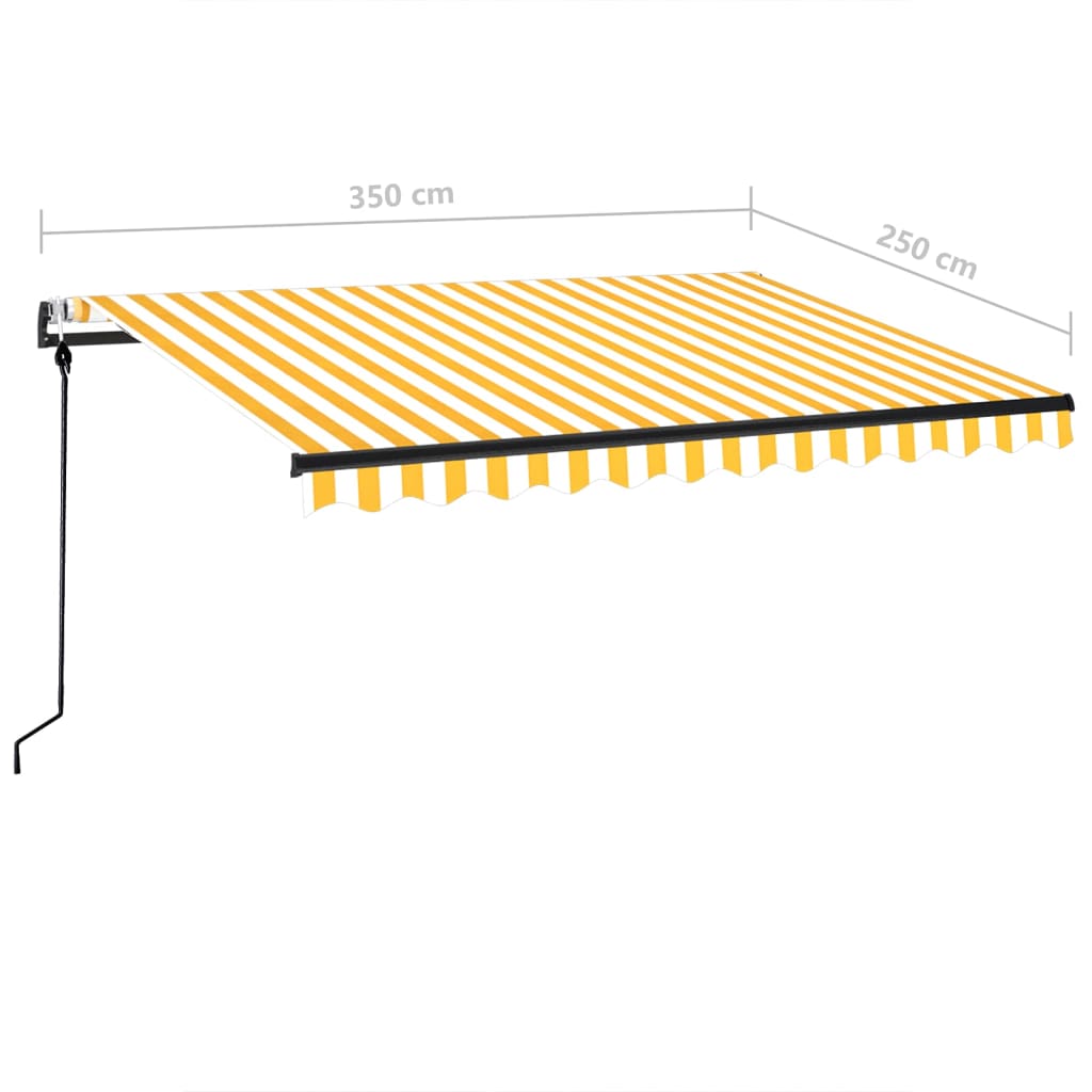 vidaXL Automatycznie zwijana markiza, 350 x 250 cm, żółto-biała