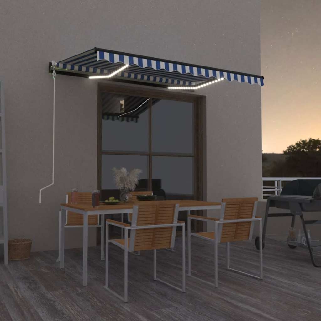 vidaXL Automatycznie zwijana markiza, LED i czujnik wiatru, 350x250 cm