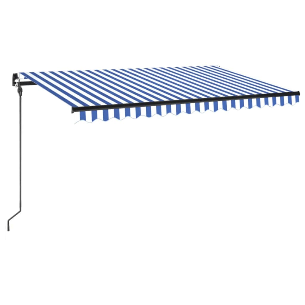 vidaXL Ręcznie zwijana markiza z LED, 400 x 300 cm, niebiesko-biała