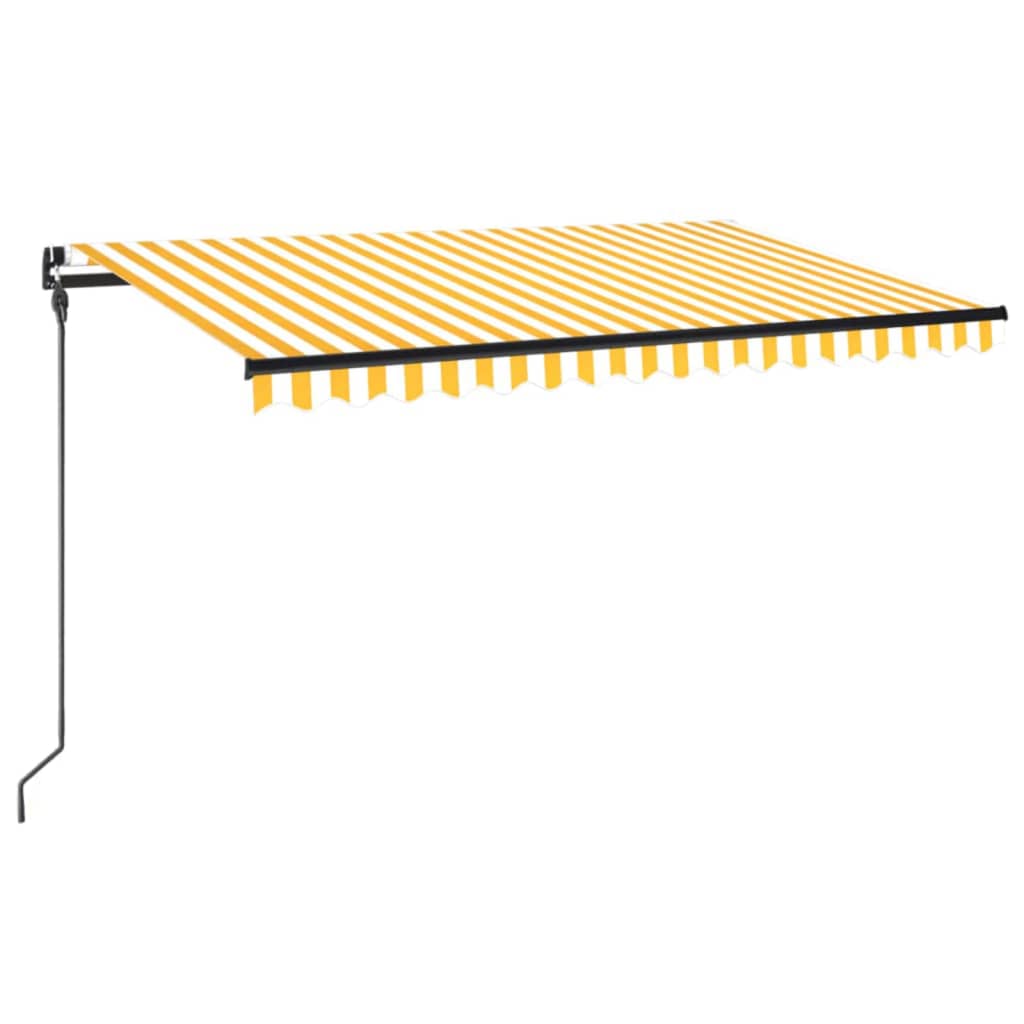 vidaXL Ręcznie zwijana markiza, 450 x 300 cm, żółto-biała