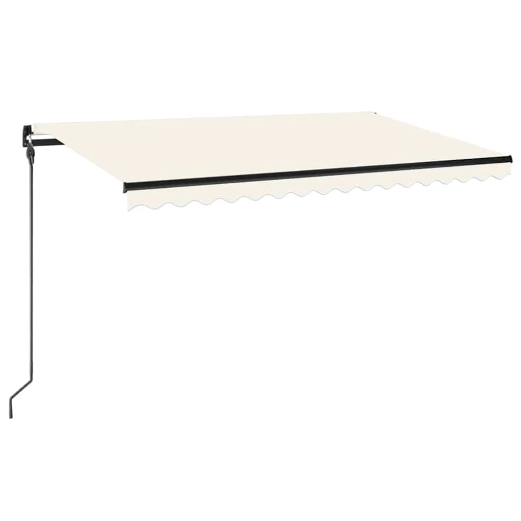 vidaXL Ręcznie zwijana markiza z LED, 450 x 300 cm, kremowa