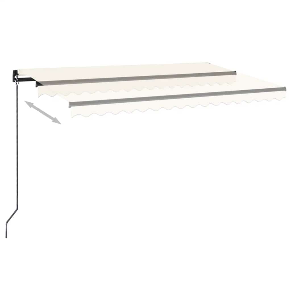 vidaXL Ręcznie zwijana markiza z LED, 450 x 300 cm, kremowa
