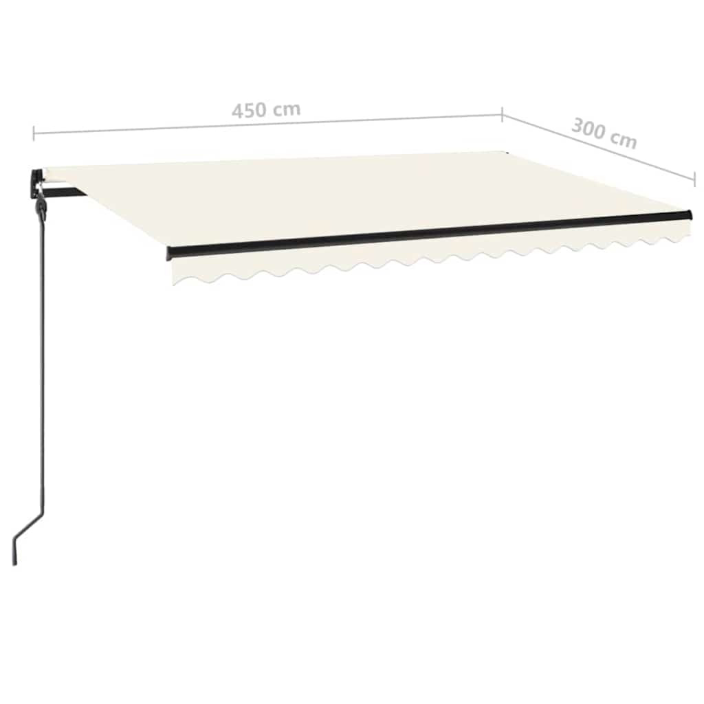 vidaXL Ręcznie zwijana markiza z LED, 450 x 300 cm, kremowa