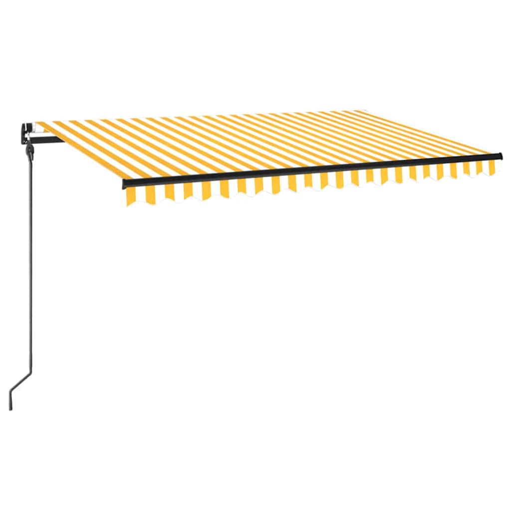 vidaXL Ręcznie zwijana markiza z LED, 450 x 300 cm, żółto-biała
