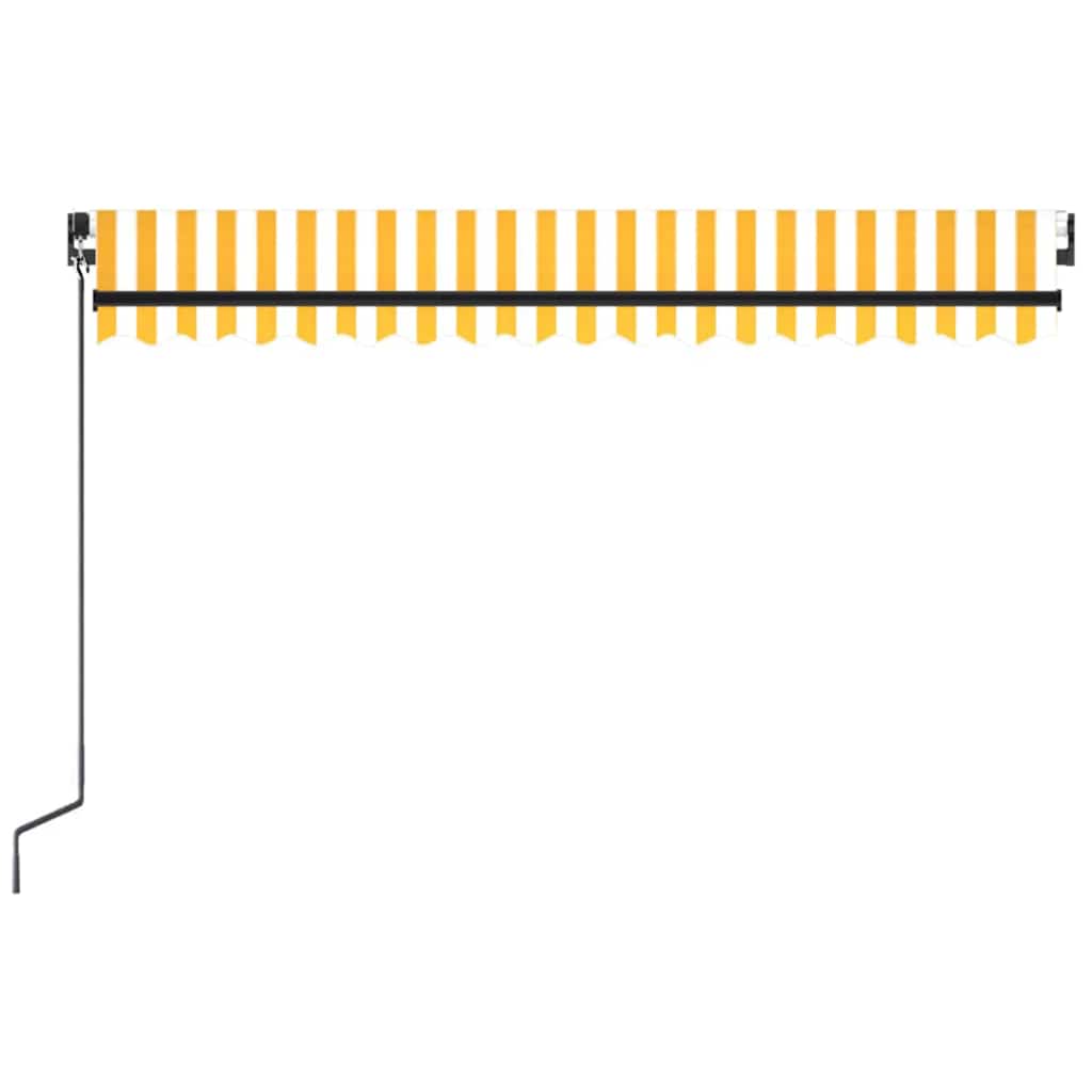 vidaXL Ręcznie zwijana markiza z LED, 450 x 300 cm, żółto-biała
