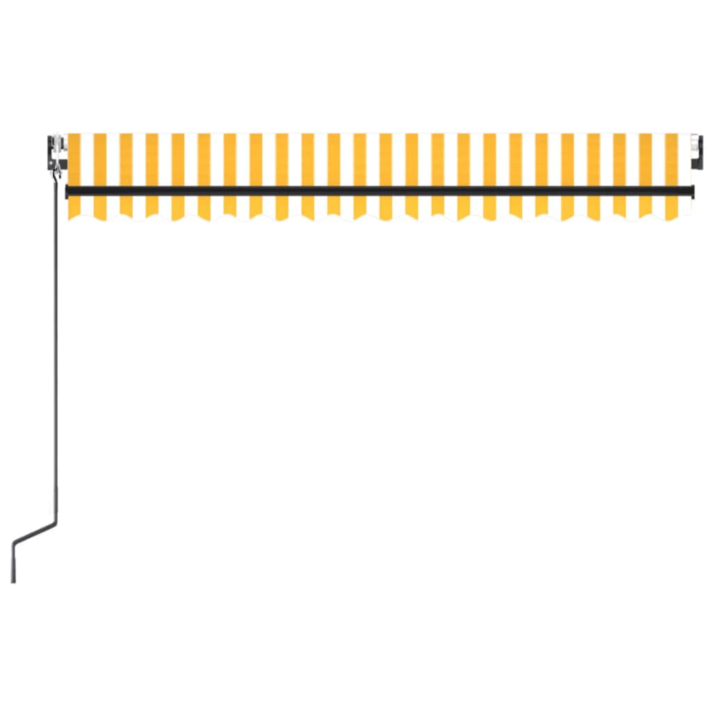 vidaXL Automatycznie zwijana markiza, 450 x 300 cm, żółto-biała