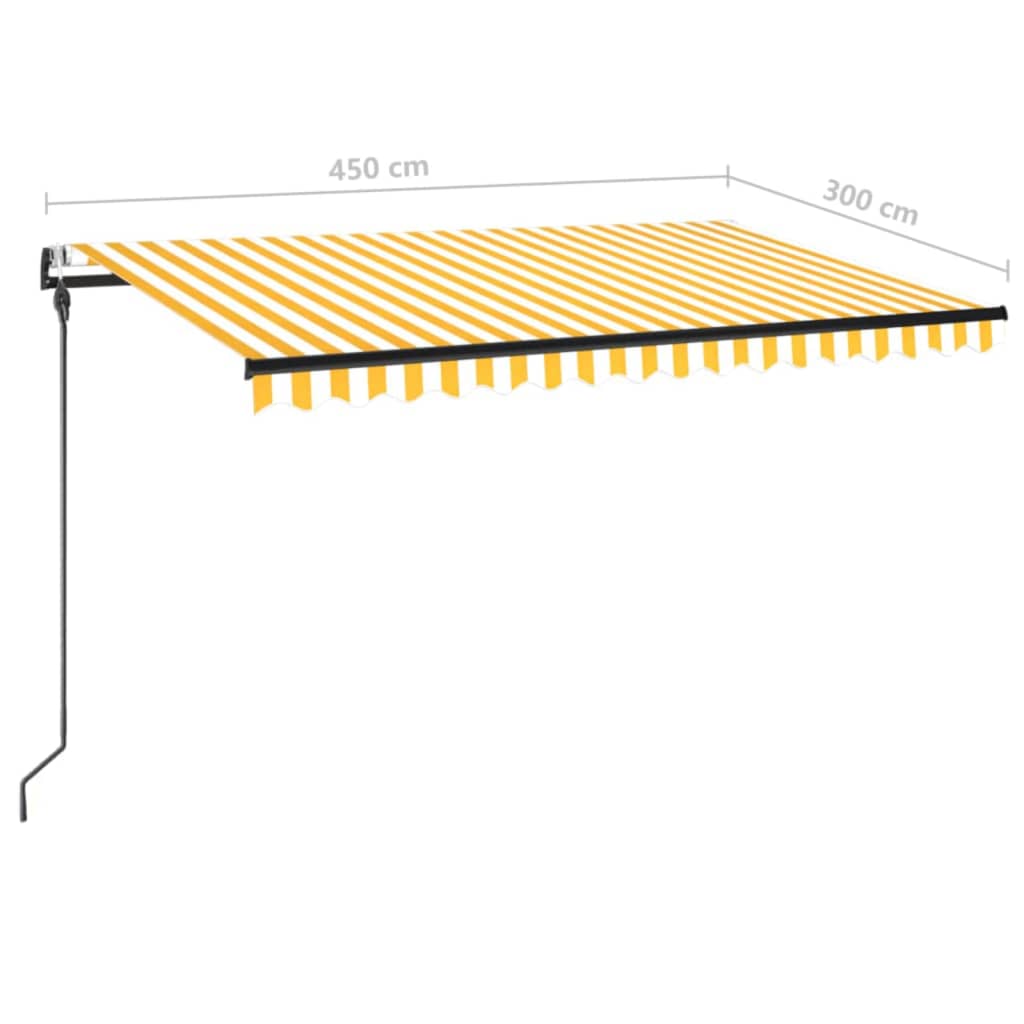 vidaXL Automatycznie zwijana markiza, 450 x 300 cm, żółto-biała