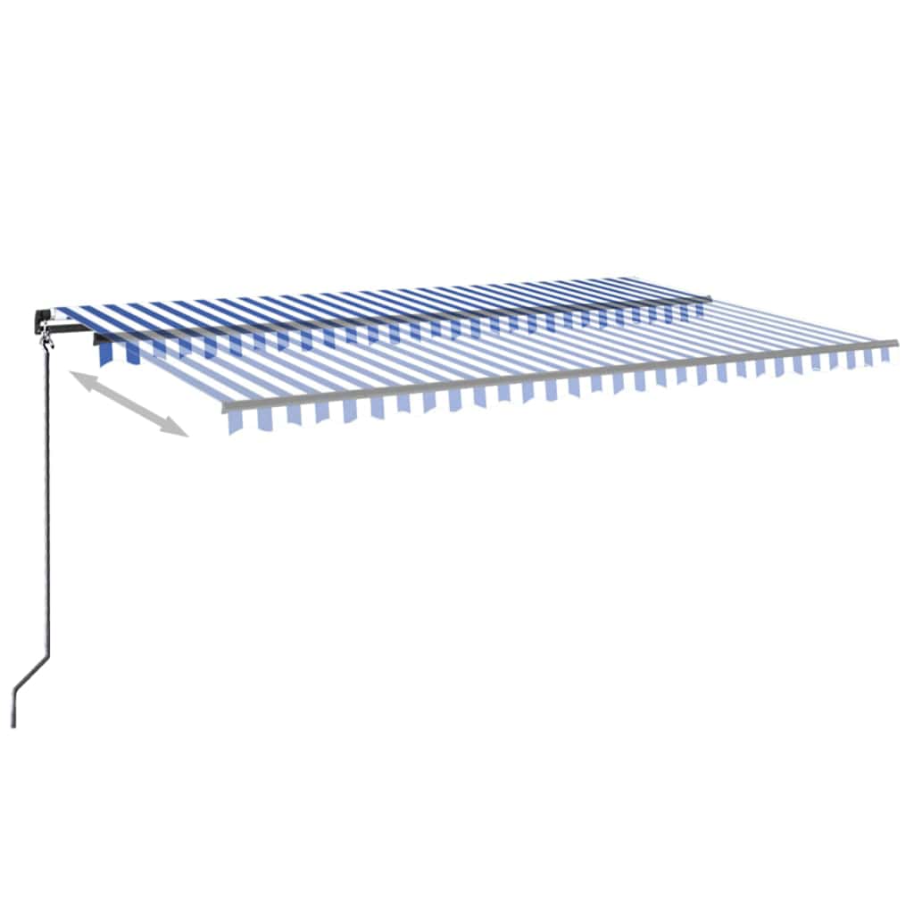 vidaXL Ręcznie zwijana markiza z LED, 500 x 300 cm, niebiesko-biała