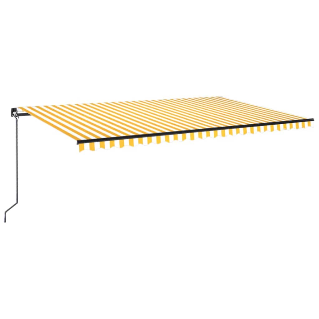vidaXL Ręcznie zwijana markiza z LED, 500 x 300 cm, żółto-biała