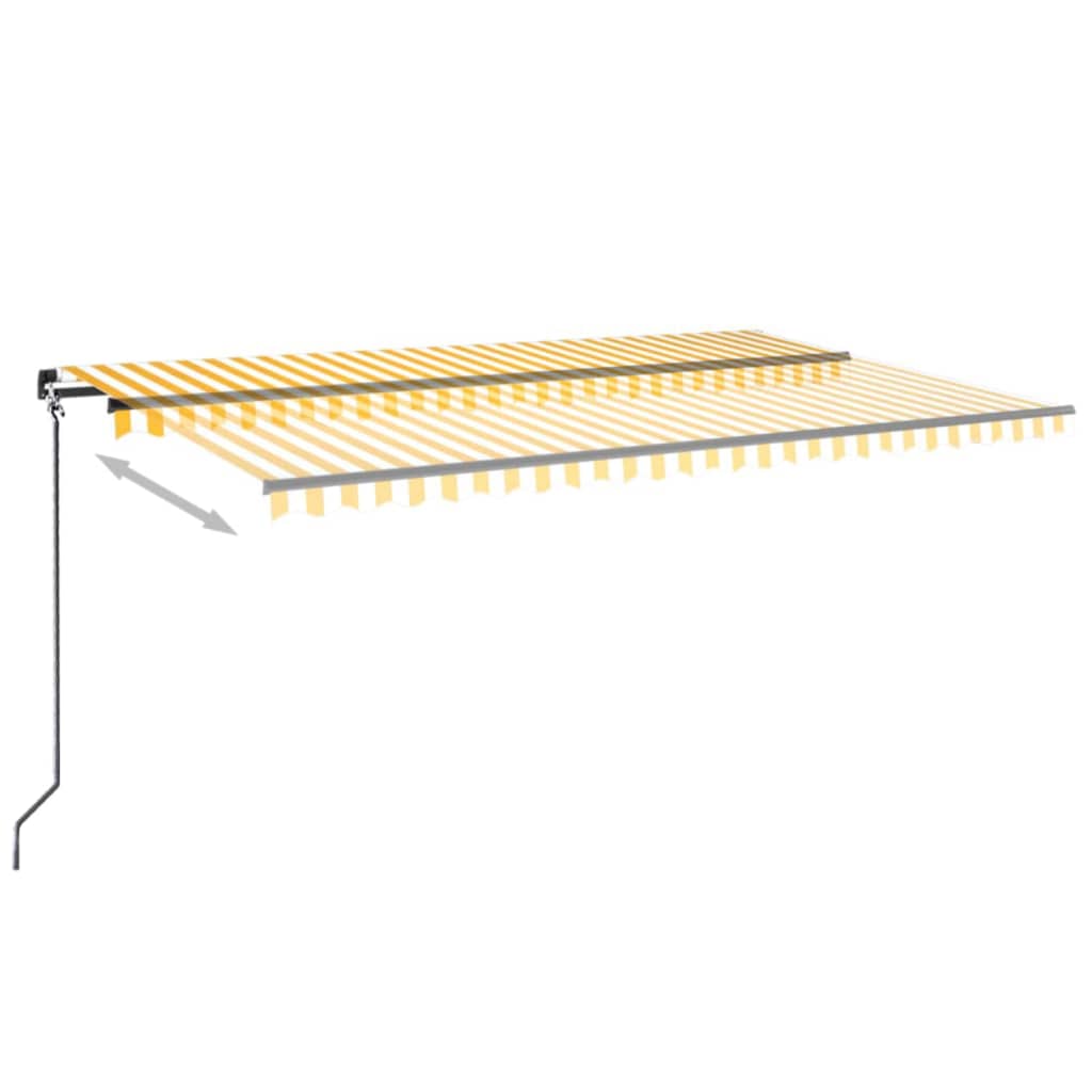 vidaXL Ręcznie zwijana markiza z LED, 500 x 300 cm, żółto-biała