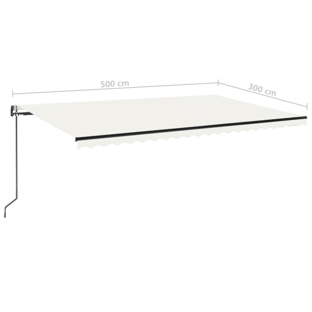 vidaXL Automatycznie zwijana markiza, LED i czujnik wiatru, 500x300 cm
