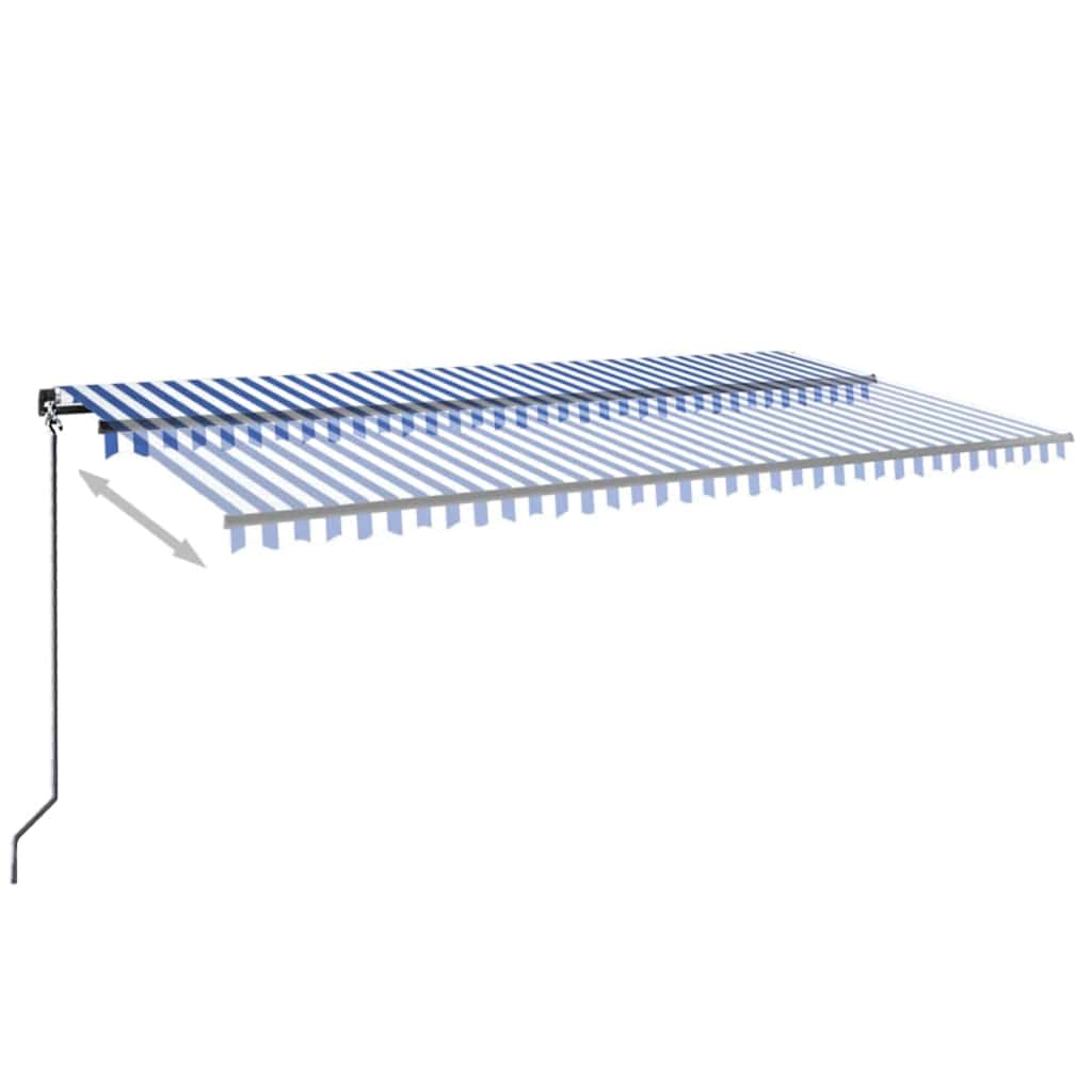 vidaXL Ręcznie zwijana markiza z LED, 600 x 300 cm, niebiesko-biała