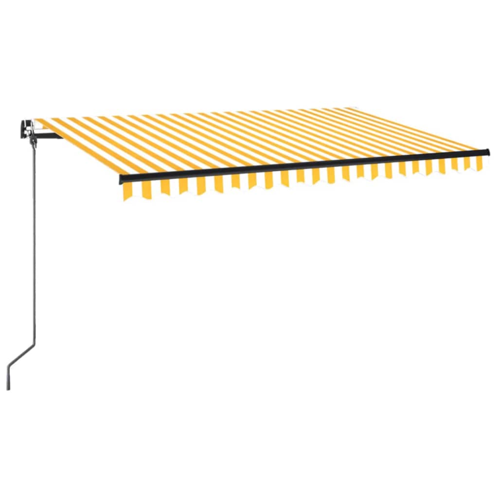 vidaXL Ręcznie zwijana markiza, 400 x 350 cm, żółto-biała