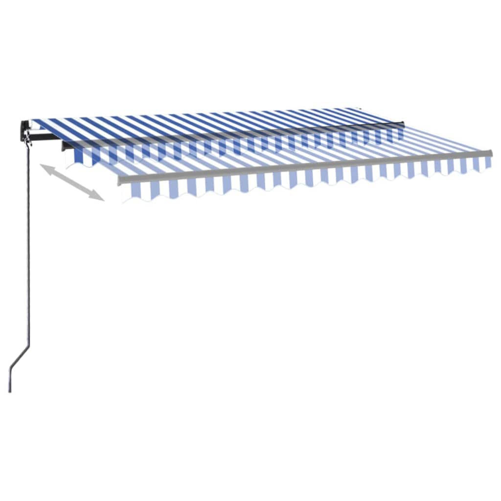 vidaXL Ręcznie zwijana markiza z LED, 400 x 350 cm, niebiesko-biała