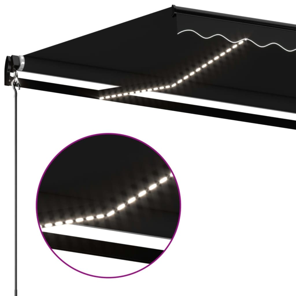 vidaXL Ręcznie zwijana markiza z LED, 400 x 350 cm, antracytowa