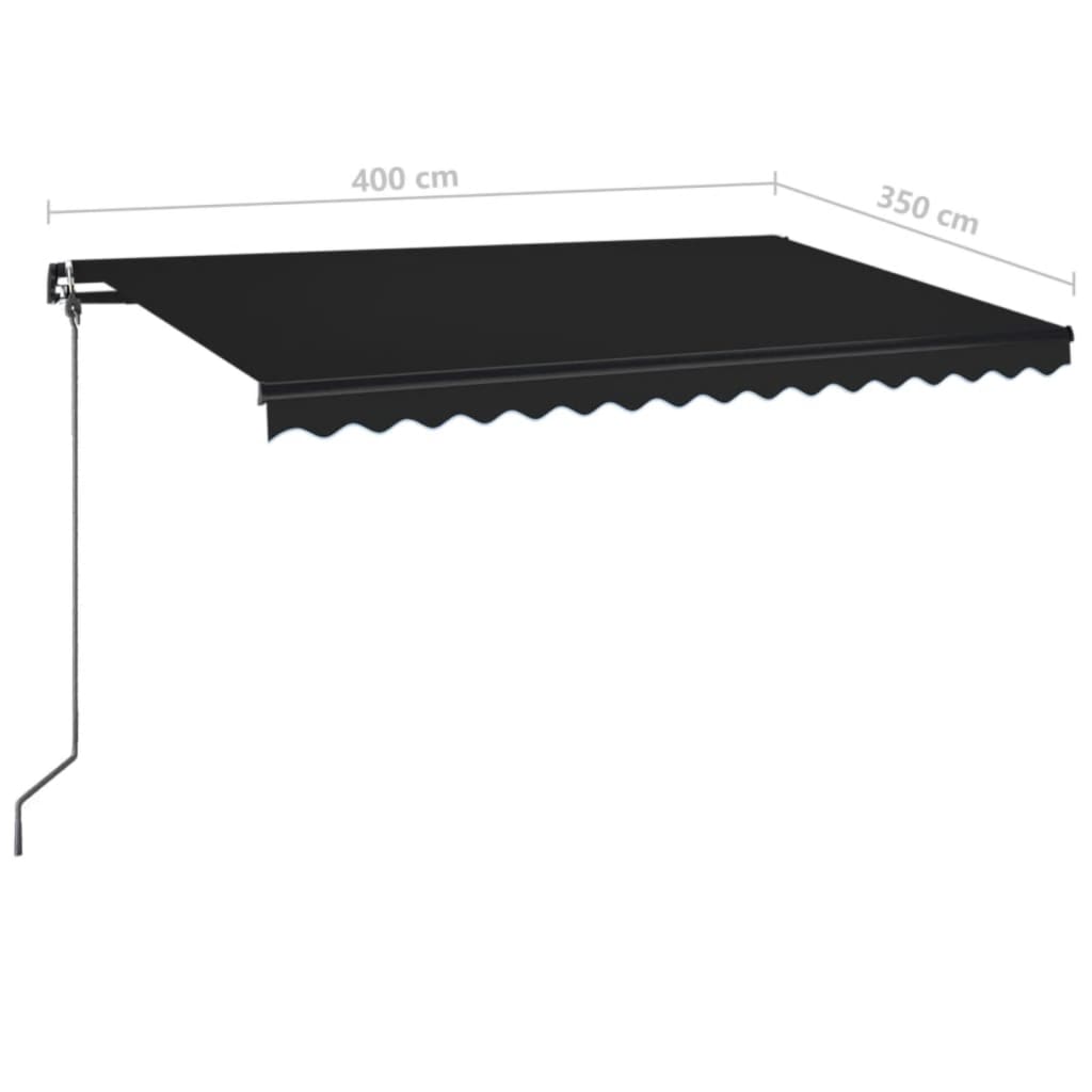 vidaXL Ręcznie zwijana markiza z LED, 400 x 350 cm, antracytowa