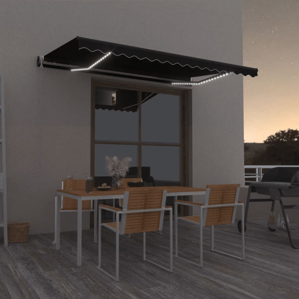 vidaXL Automatycznie zwijana markiza, LED i czujnik wiatru, 400x350 cm