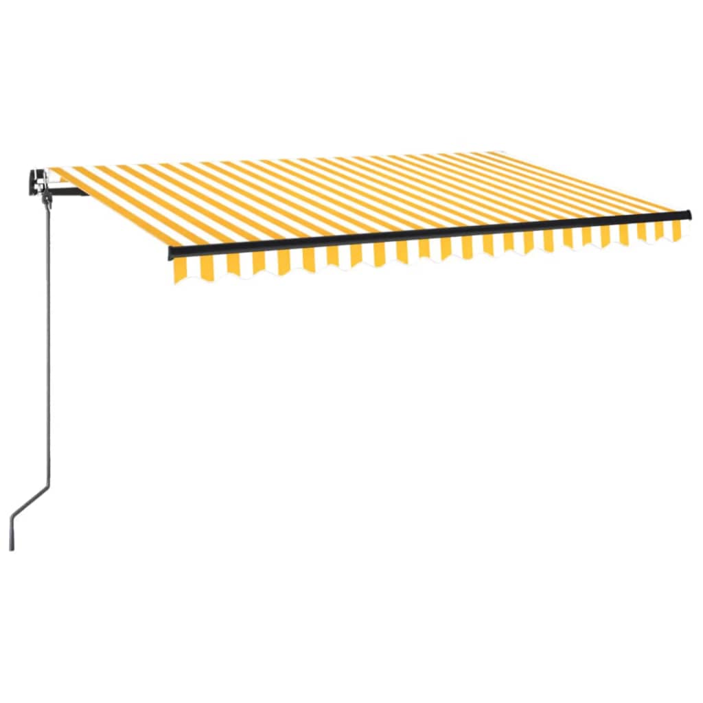 vidaXL Ręcznie zwijana markiza, 450x350 cm, żółto-biała