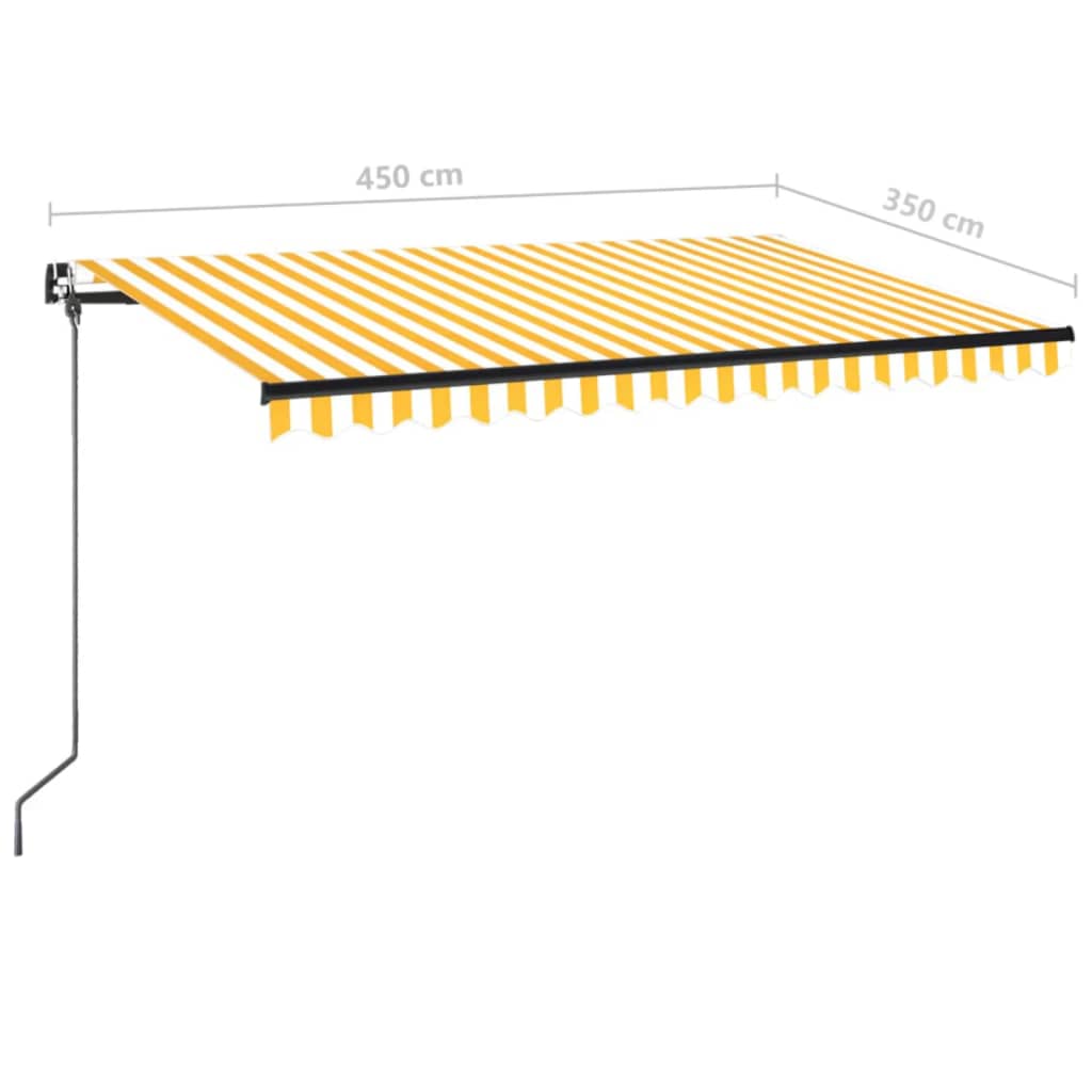 vidaXL Ręcznie zwijana markiza, 450x350 cm, żółto-biała
