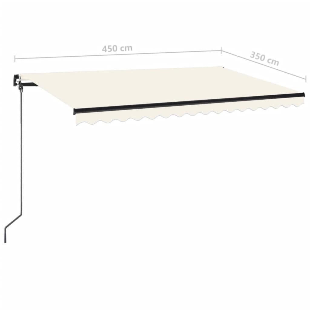 vidaXL Ręcznie zwijana markiza z LED, 450x350 cm, kremowa