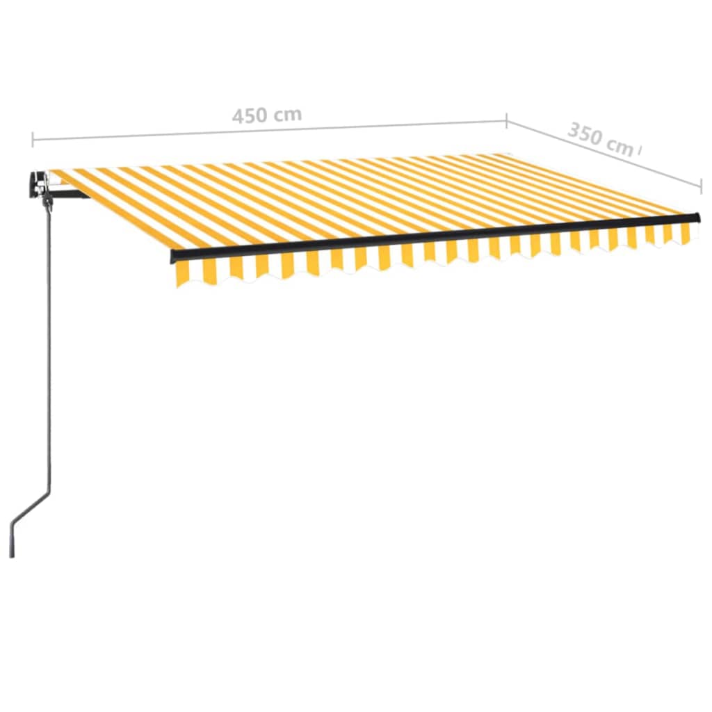 vidaXL Ręcznie zwijana markiza z LED, 450x350 cm, żółto-biała