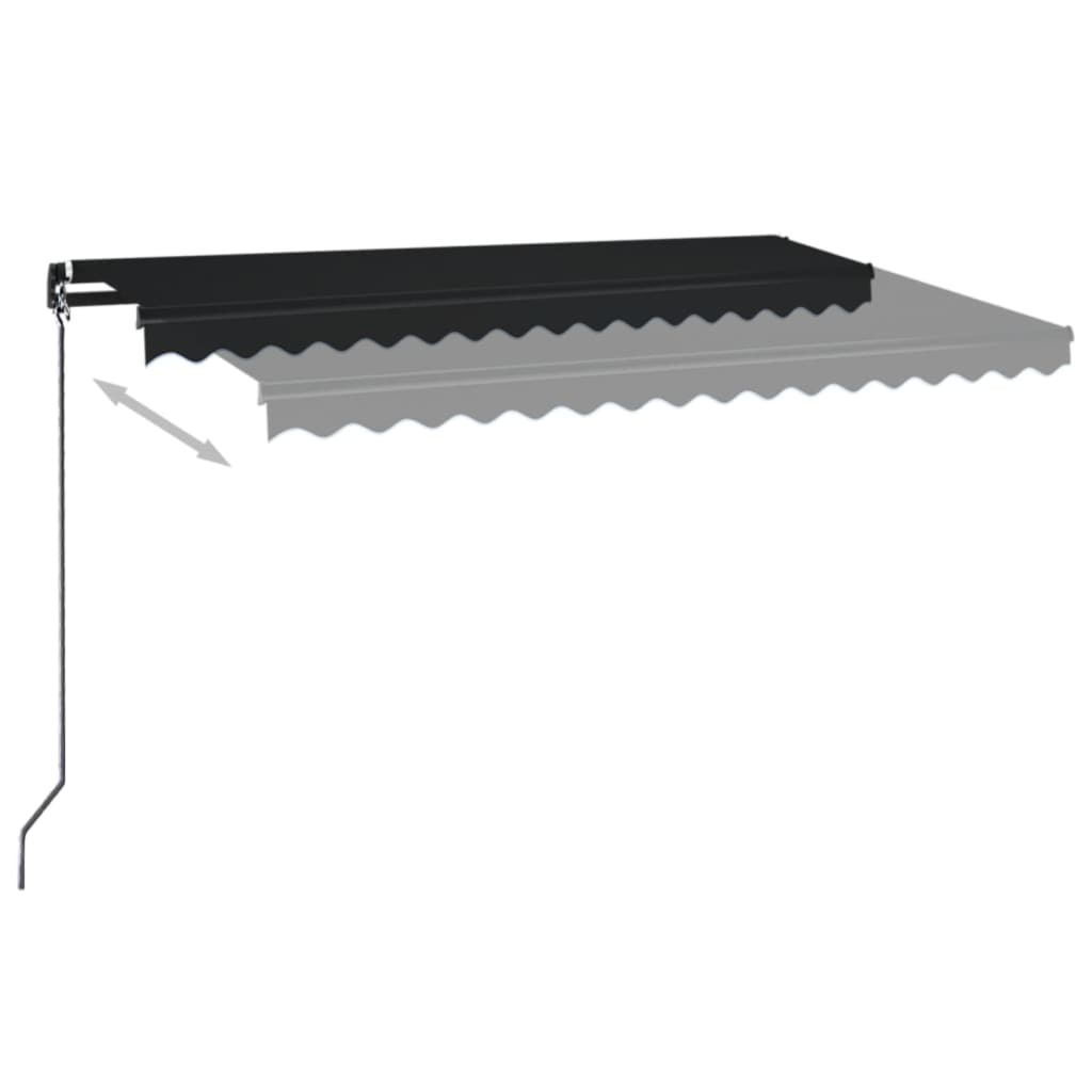 vidaXL Ręcznie zwijana markiza z LED, 450x350 cm, antracytowa