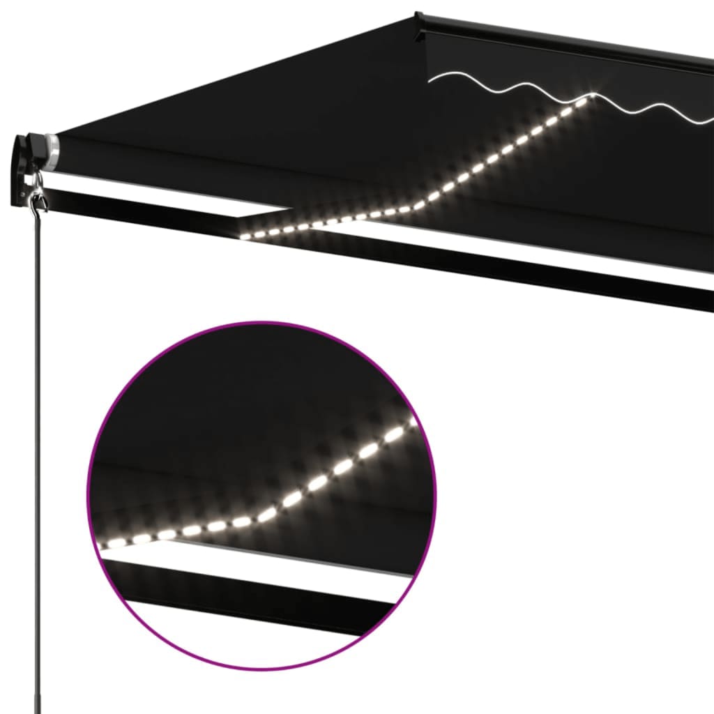 vidaXL Ręcznie zwijana markiza z LED, 450x350 cm, antracytowa