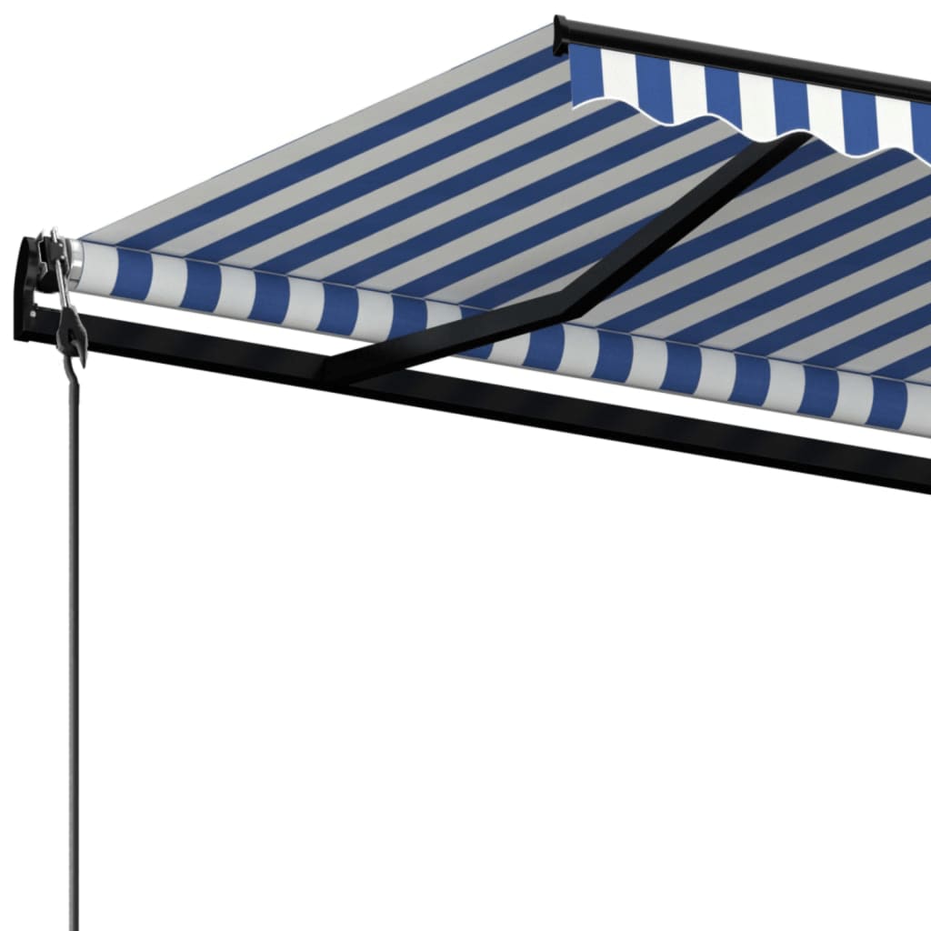 vidaXL Automatycznie zwijana markiza, 450x350 cm, niebiesko-biała