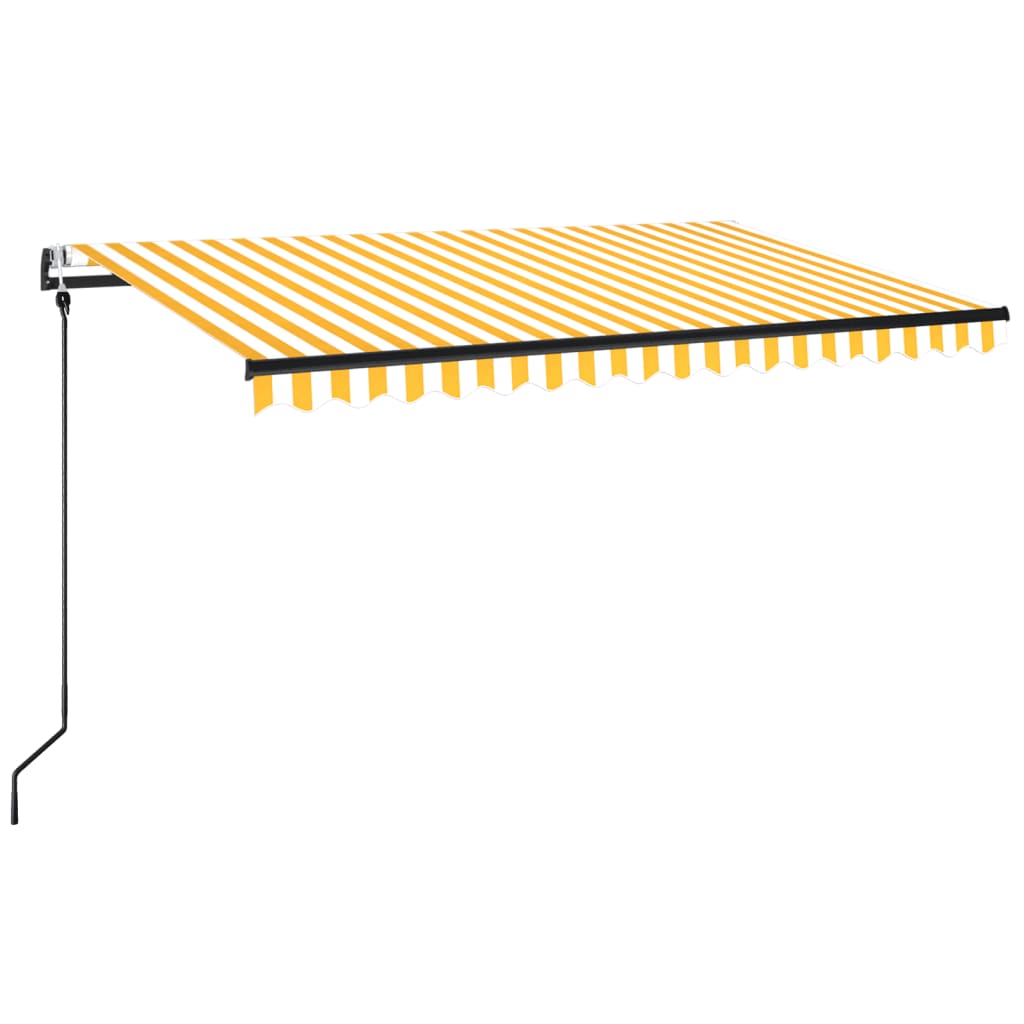 vidaXL Automatycznie zwijana markiza, 450x350 cm, żółto-biała