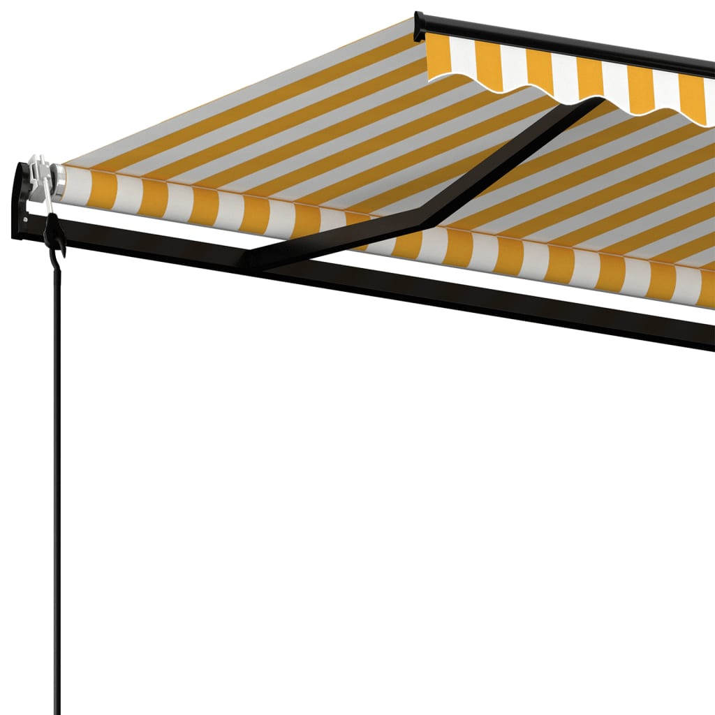 vidaXL Automatycznie zwijana markiza, 450x350 cm, żółto-biała