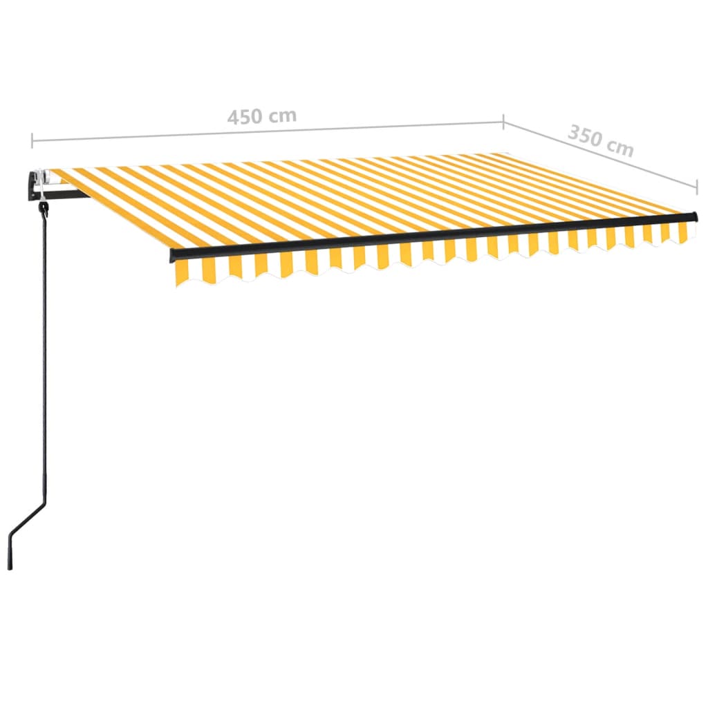 vidaXL Automatycznie zwijana markiza, 450x350 cm, żółto-biała