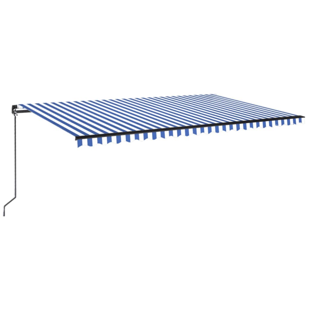 vidaXL Ręcznie zwijana markiza z LED, 500x350 cm, niebiesko-biała