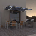 vidaXL Ręcznie zwijana markiza z LED, 500x350 cm, niebiesko-biała