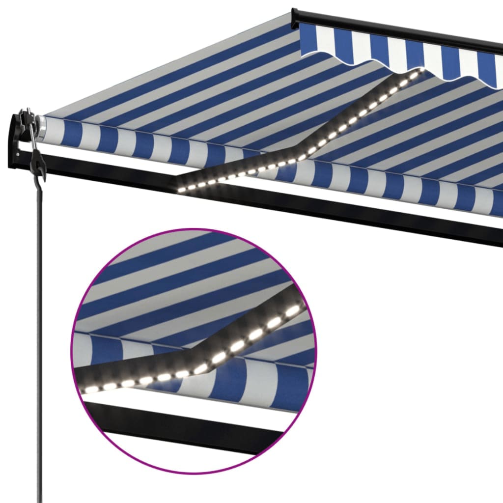 vidaXL Automatycznie zwijana markiza, LED i czujnik wiatru, 500x350 cm