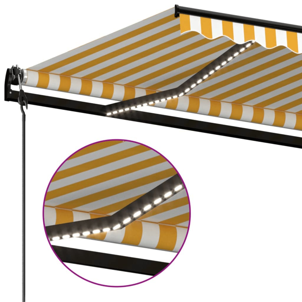 vidaXL Automatycznie zwijana markiza, LED i czujnik wiatru, 500x350 cm