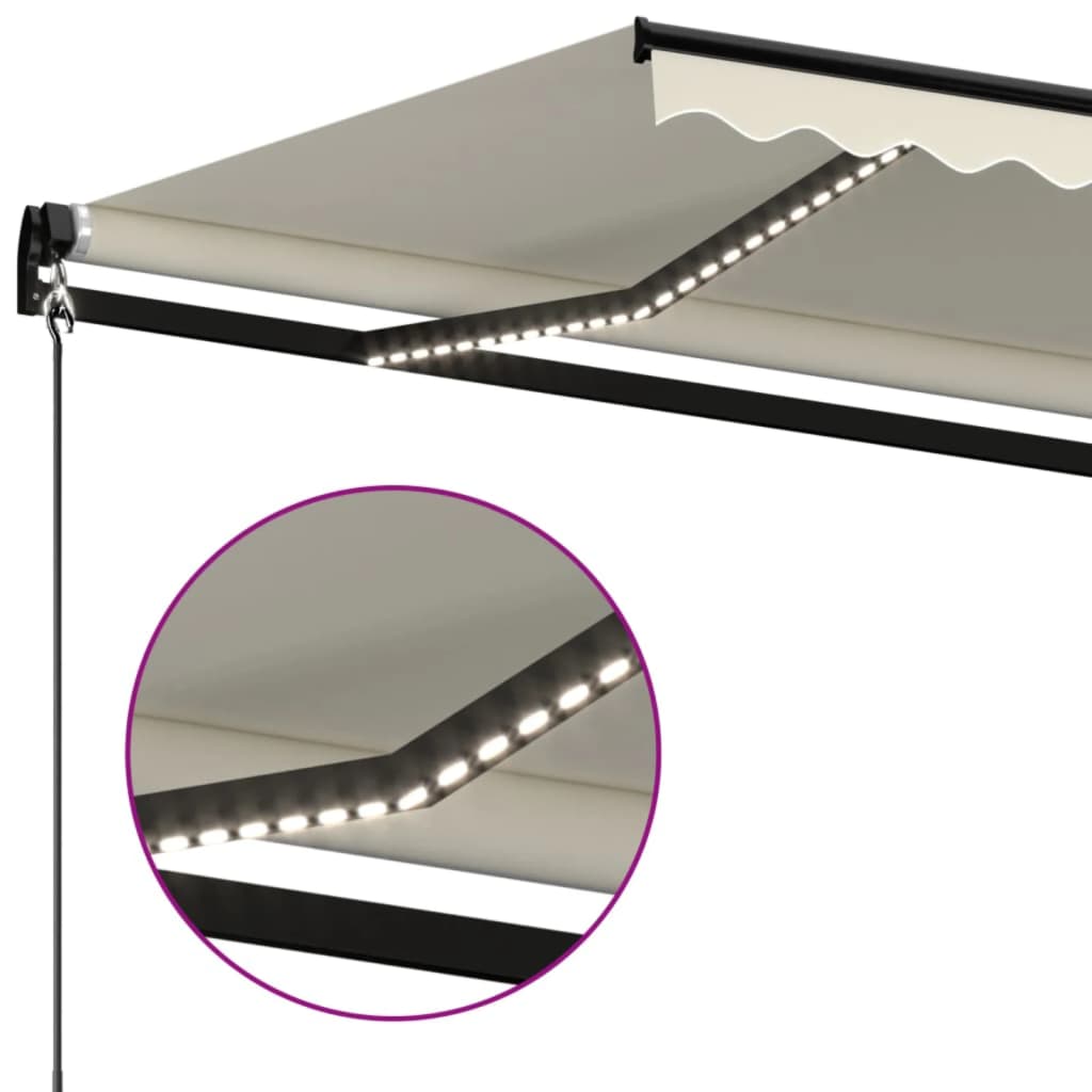 vidaXL Ręcznie zwijana markiza z LED, 600x350 cm, kremowa