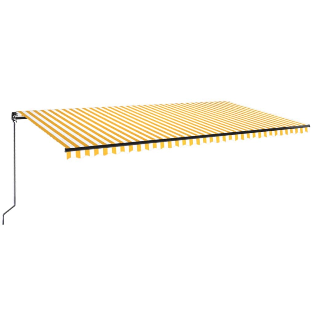 vidaXL Ręcznie zwijana markiza z LED, 600x350 cm, żółto-biała