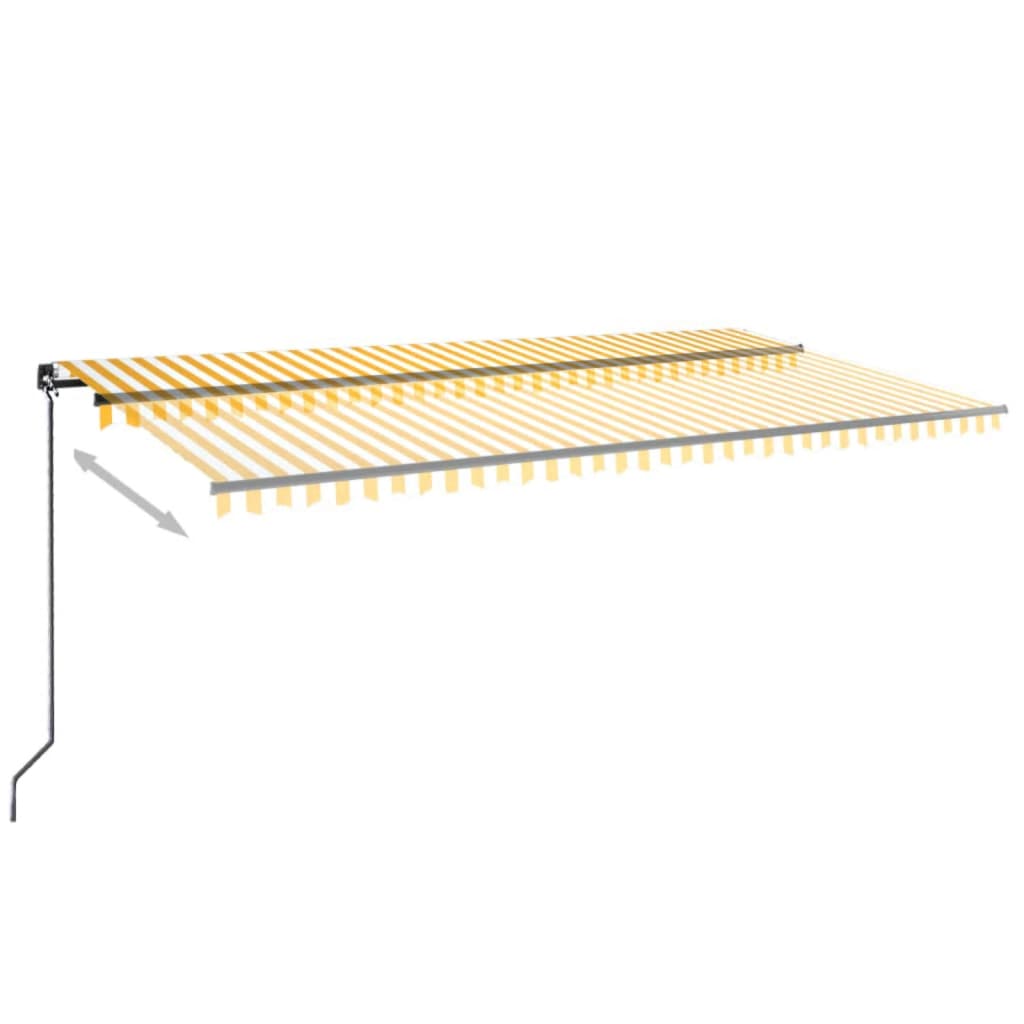 vidaXL Ręcznie zwijana markiza z LED, 600x350 cm, żółto-biała