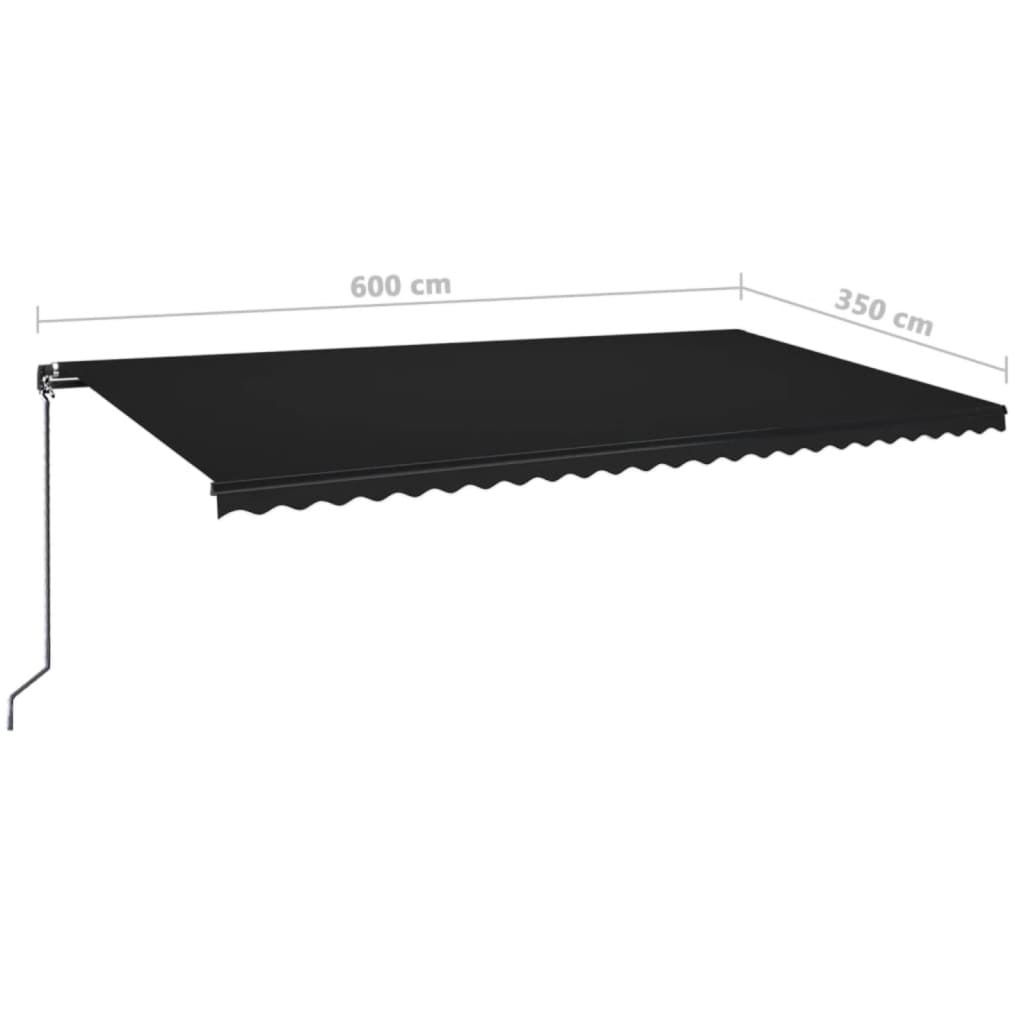 vidaXL Ręcznie zwijana markiza z LED, 600x350 cm, antracytowa