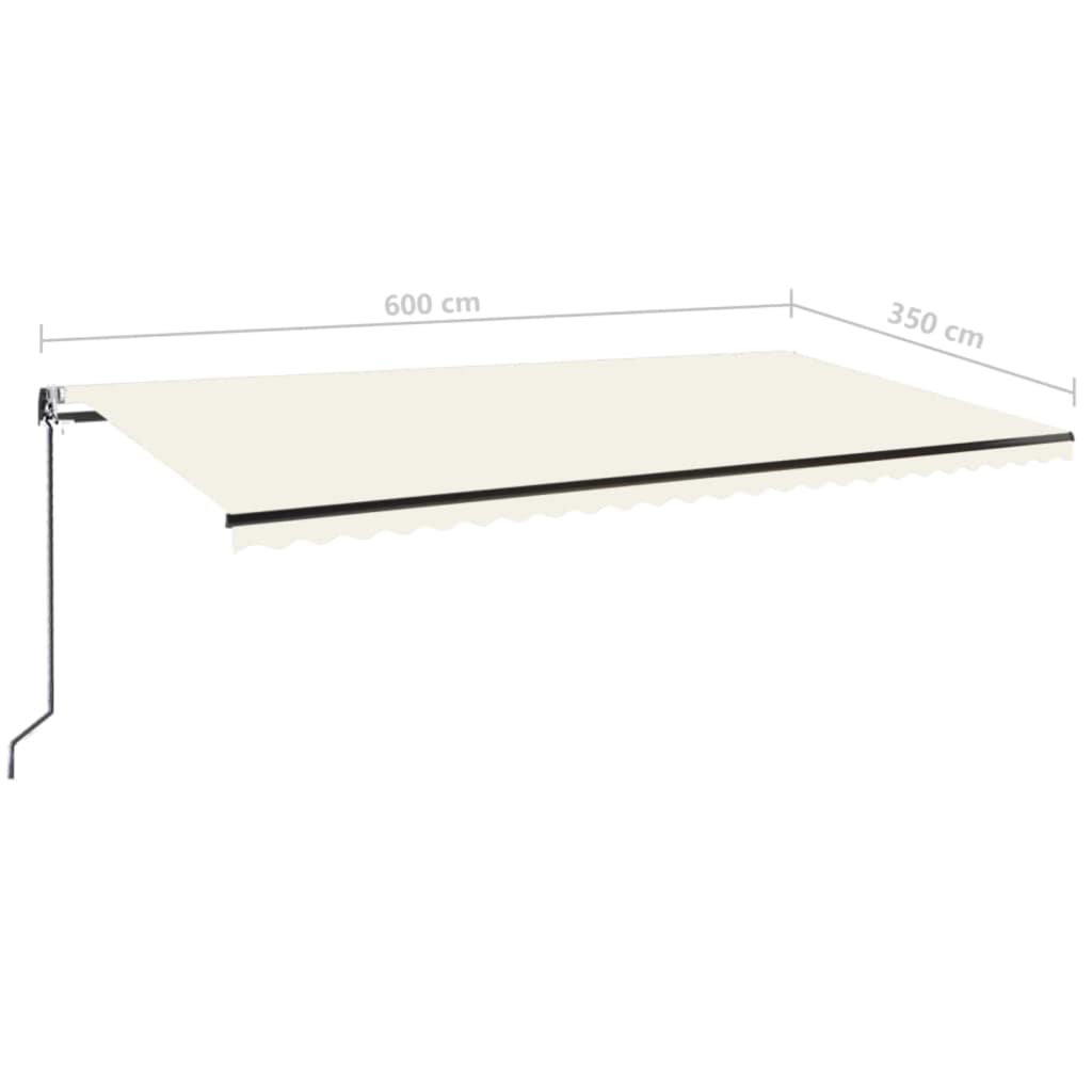 vidaXL Automatycznie zwijana markiza, 600x350 cm, kremowa