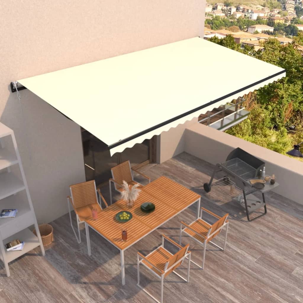 vidaXL Automatycznie zwijana markiza, 600x350 cm, kremowa