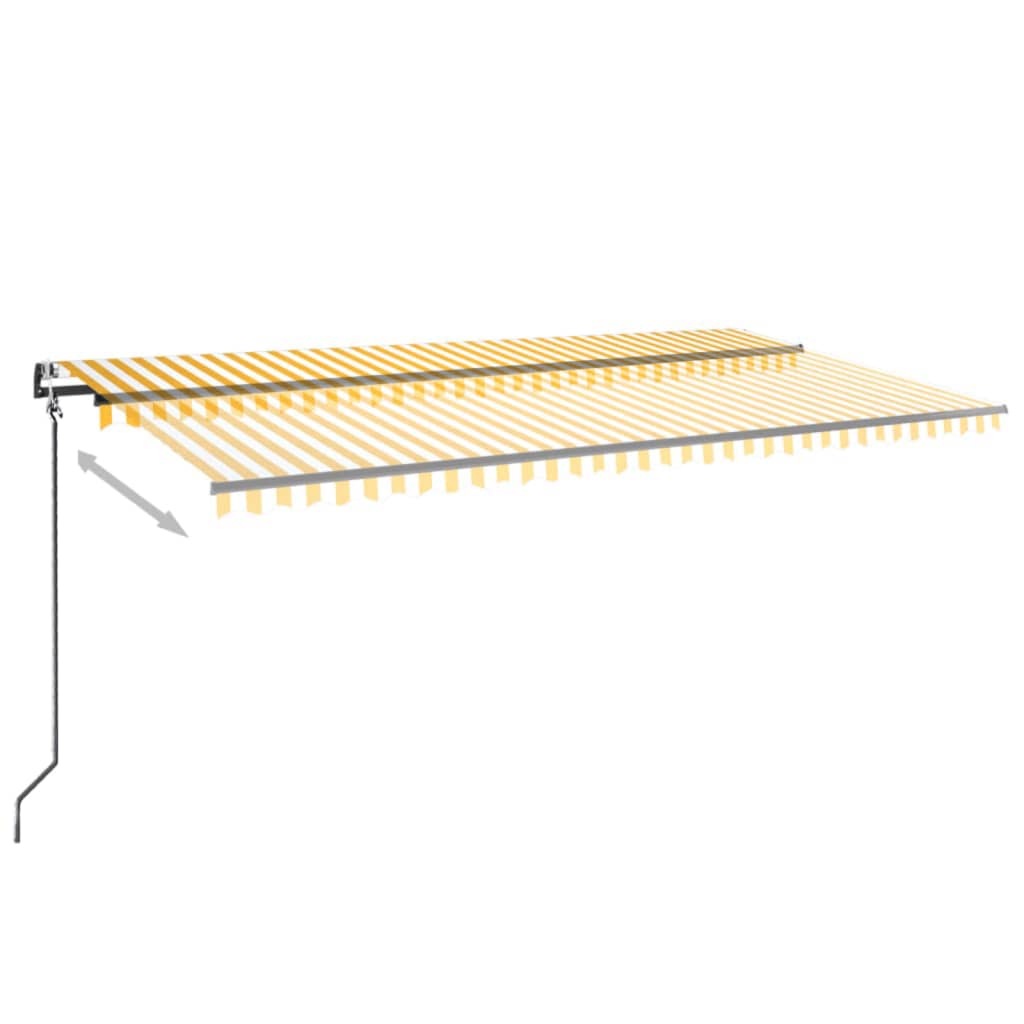 vidaXL Automatycznie zwijana markiza, 600x350 cm, żółto-biała