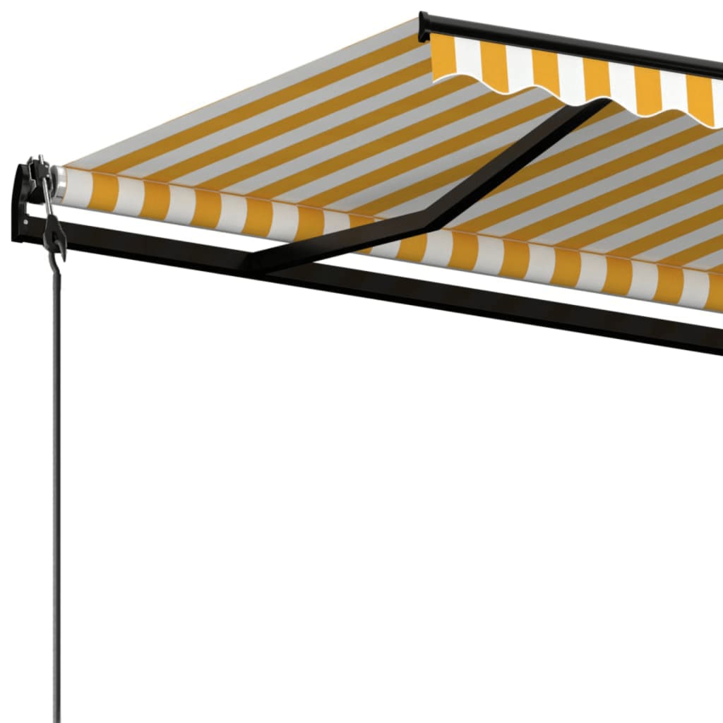 vidaXL Automatycznie zwijana markiza, 600x350 cm, żółto-biała